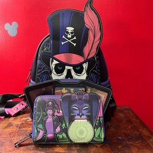 Dr Facilier Loungefly mini backpack with matching wallet.